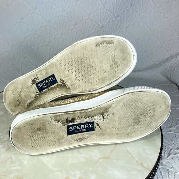 Sperry Top Sider Shoes Womens Size 8.5 Metallic Gold Seacoast Python Sneakers - Picture 11 of 12